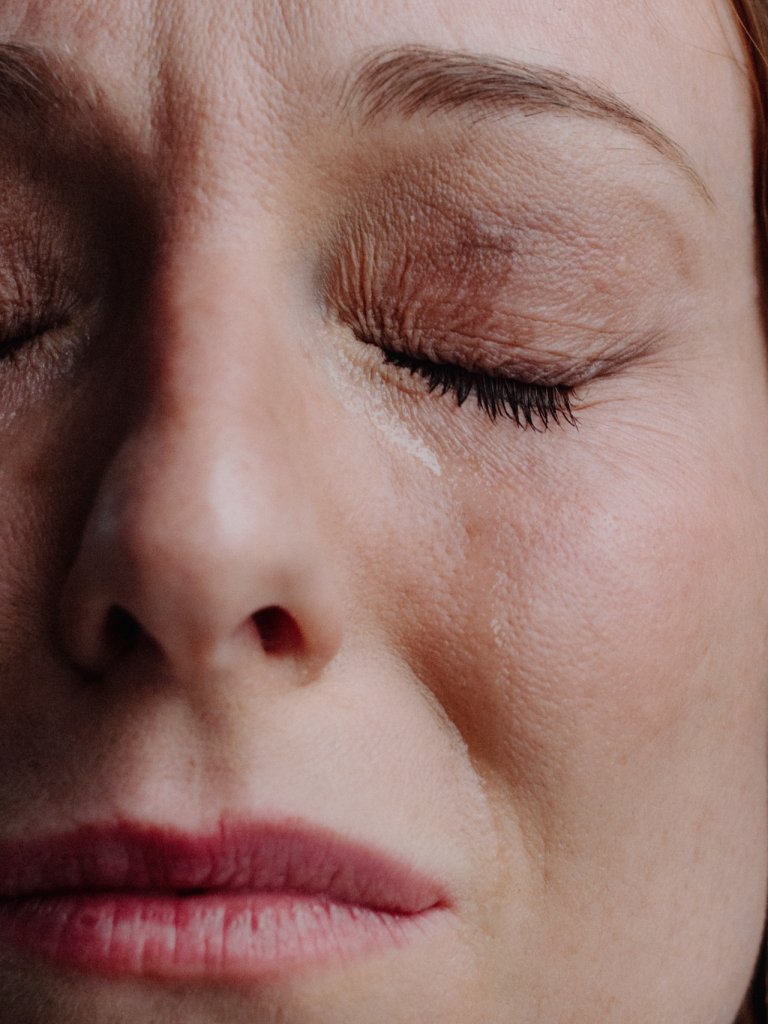 close up of a womans face.